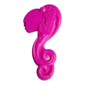 Barbie Doll Brush Large 5" Pink Barbie Head Ponytail Shape Just Play Plastic Vtg